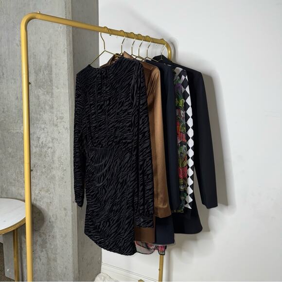 New Ramy Brook Kalani Black Zebra Print Flocked Textuted Long Sleeve Mini Dress - Picture 12 of 15